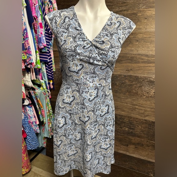 LOFT Elegant Paisley Midi Dress in Black and Cream - Picture 1 of 9